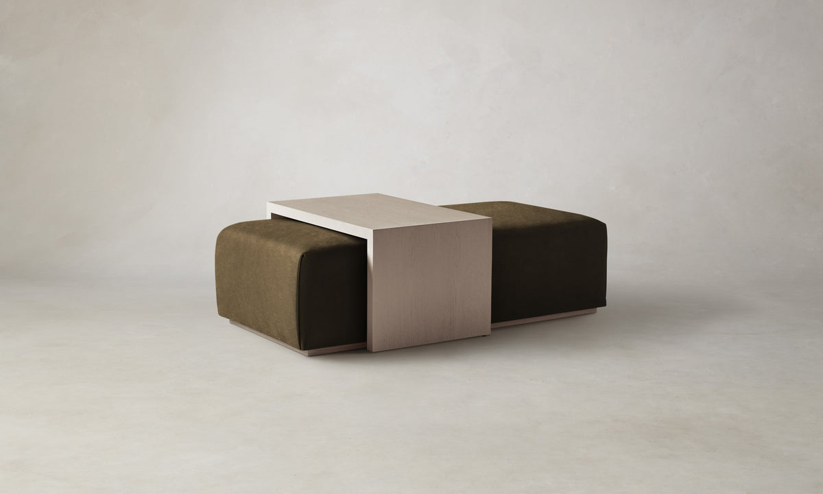 The Bowery Ottoman - Marled Alpaca Velvet Marsh