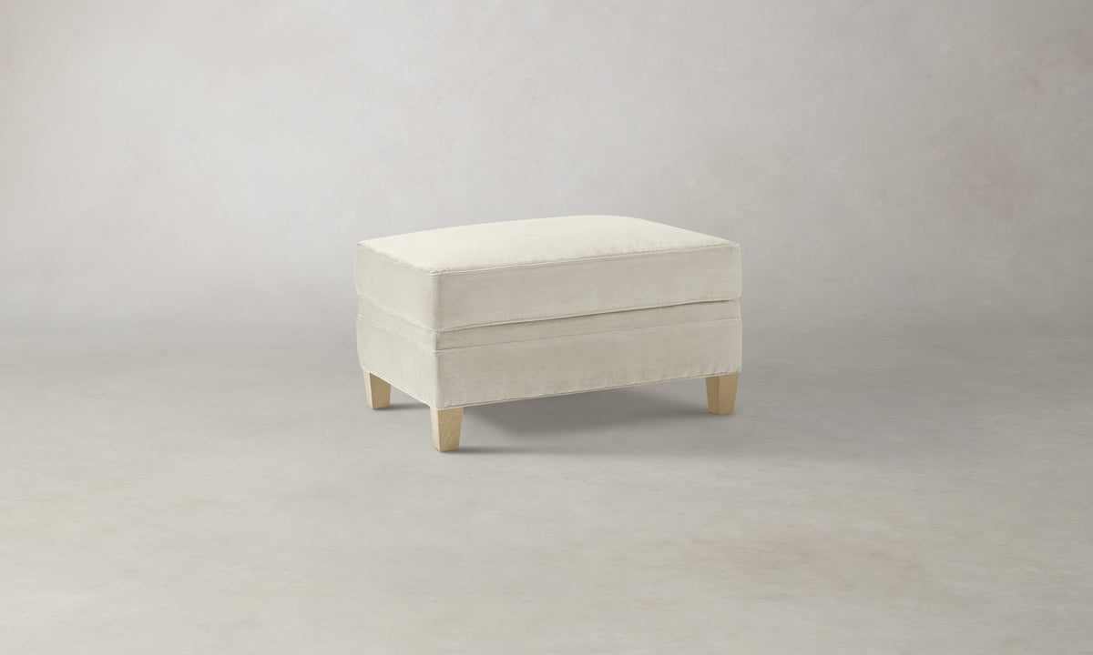 The Carmine Ottoman - Marled Alpaca Velvet Porcelain