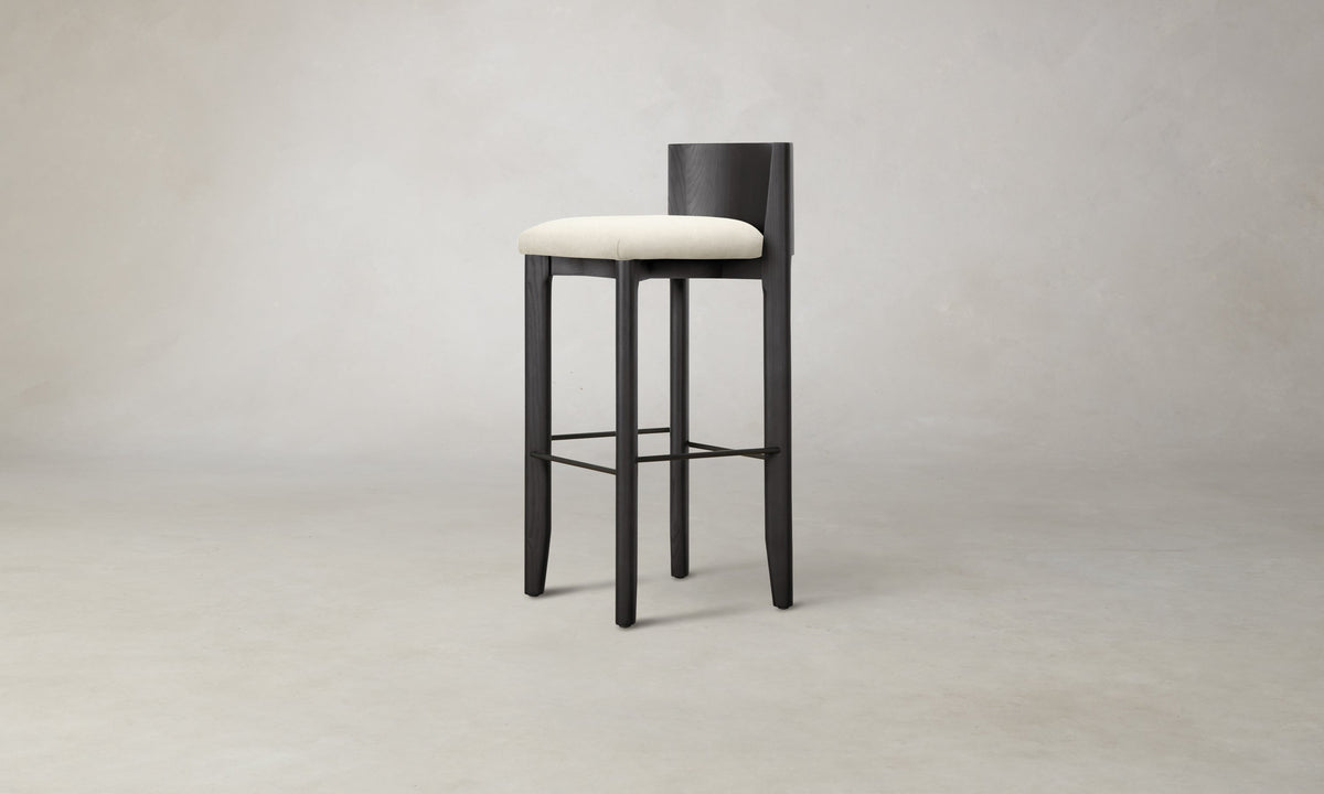 The Delancey Bar & Counter Stool - Marled Alpaca Velvet Porcelain