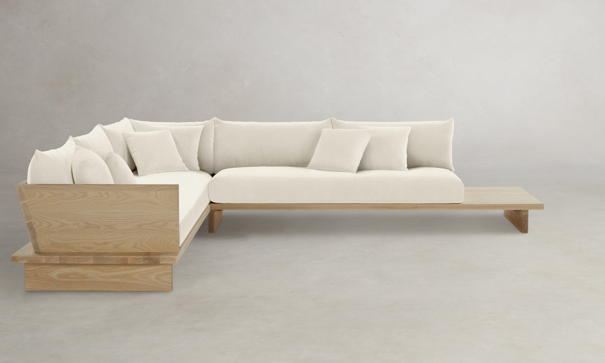 The Muir Sectional - Marled Alpaca Velvet Porcelain