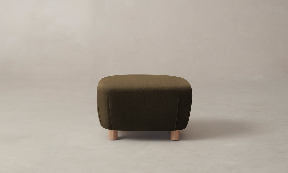 The Perry Ottoman - Marled Alpaca Velvet Marsh