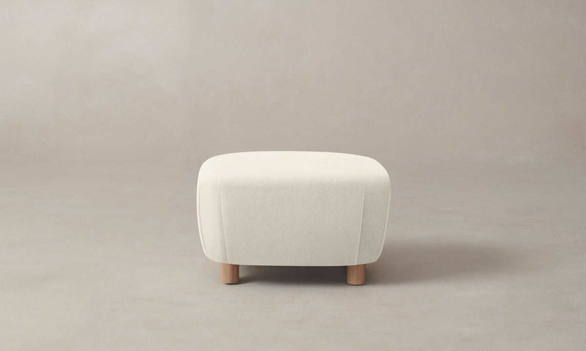 The Perry Ottoman - Marled Alpaca Velvet Porcelain
