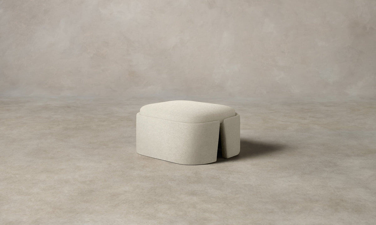 The Separa Ottoman - Marled Alpaca Velvet Porcelain