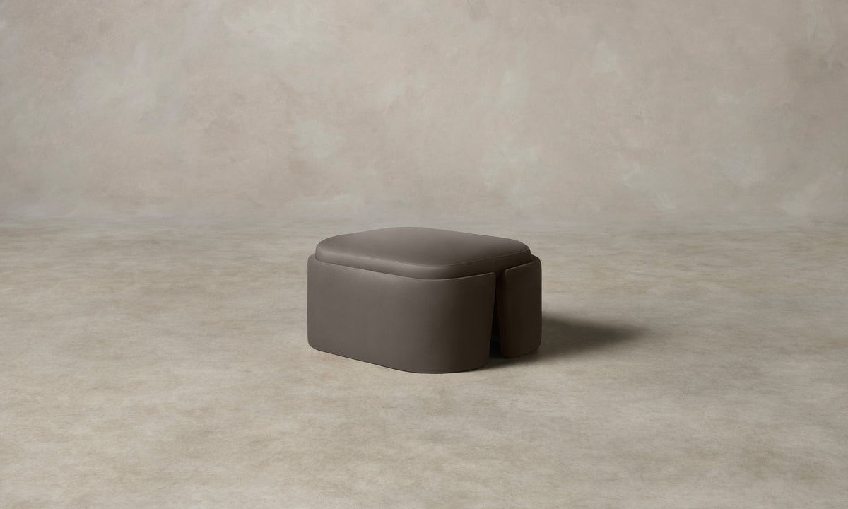 The Separa Ottoman - Pebbled Leather Ash