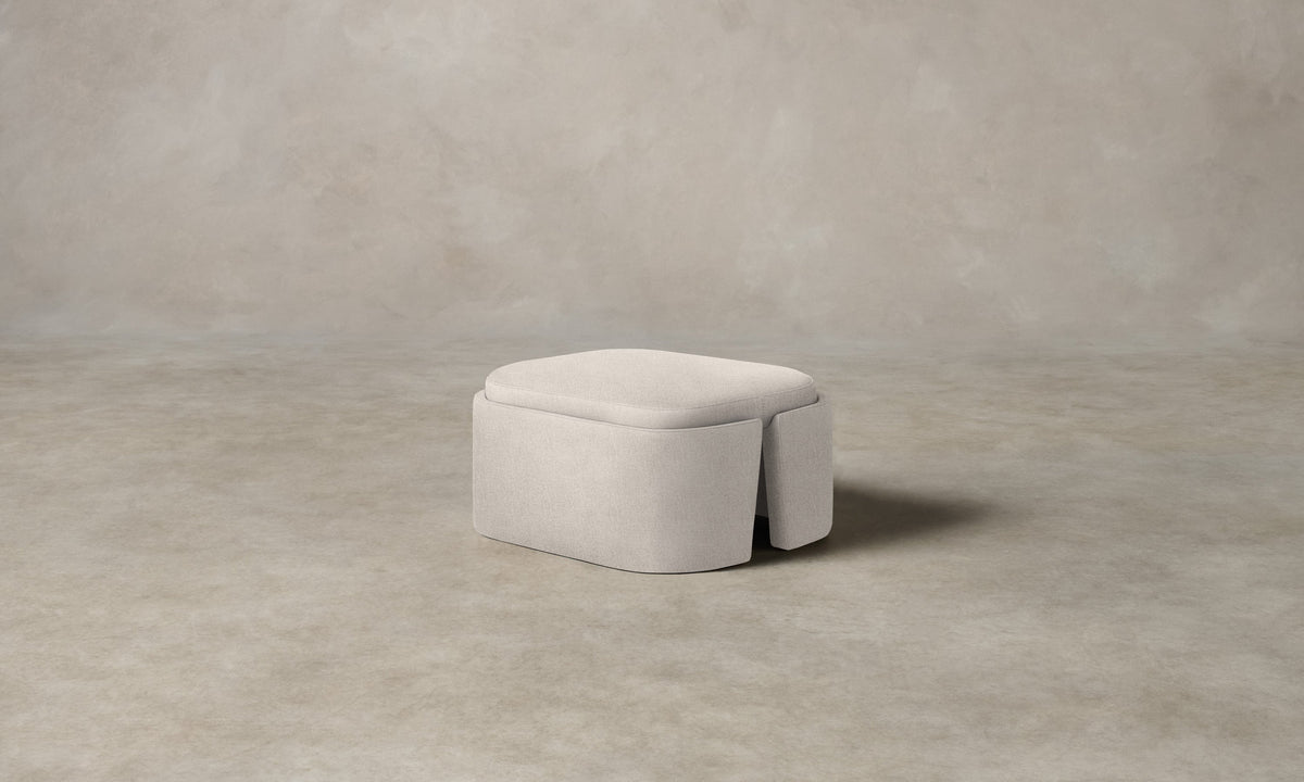The Separa Ottoman - Performance Linen Weave Pure White