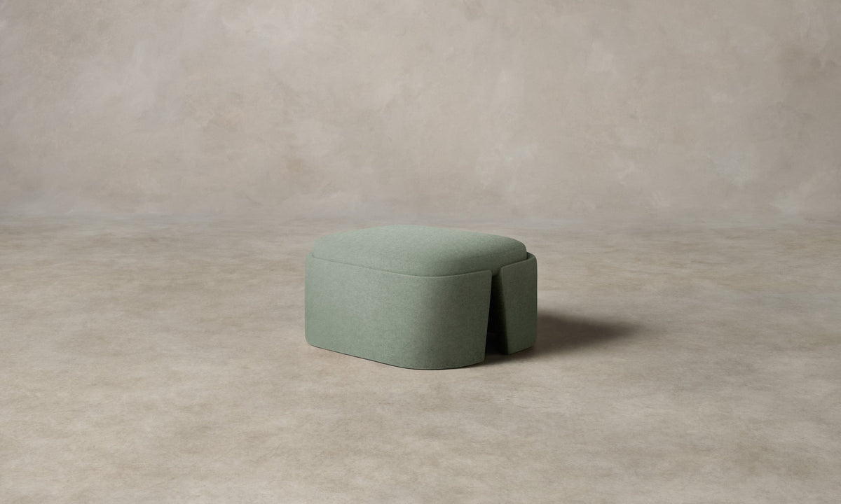 The Separa Ottoman - Performance Velvet Seafoam
