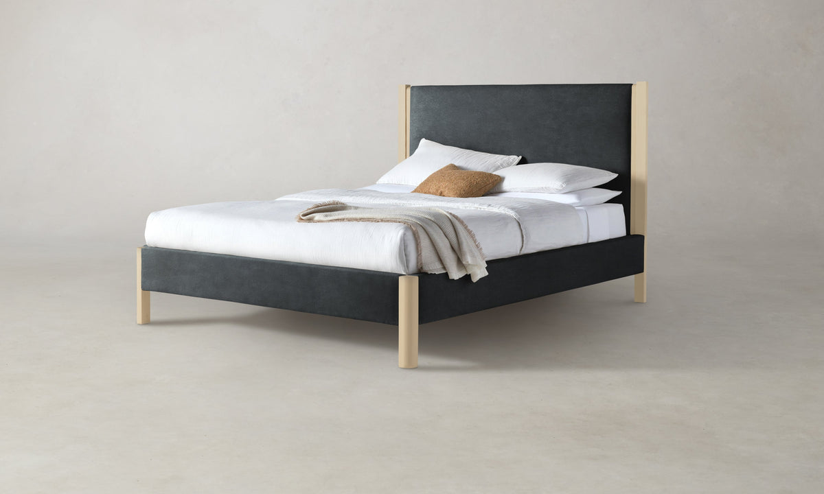 The Thompson Bed - Marled Alpaca Velvet Basalt