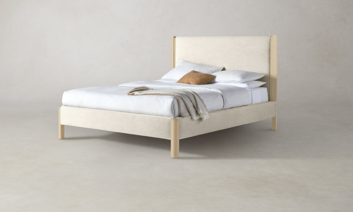 The Thompson Bed - Marled Alpaca Velvet Porcelain