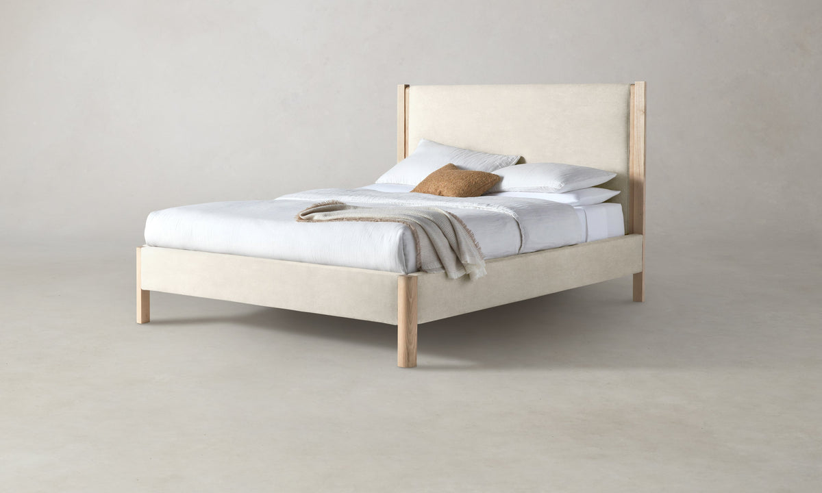 The Thompson Bed - Marled Alpaca Velvet Porcelain