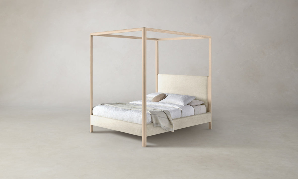The Thompson Canopy Bed - Marled Alpaca Velvet Porcelain