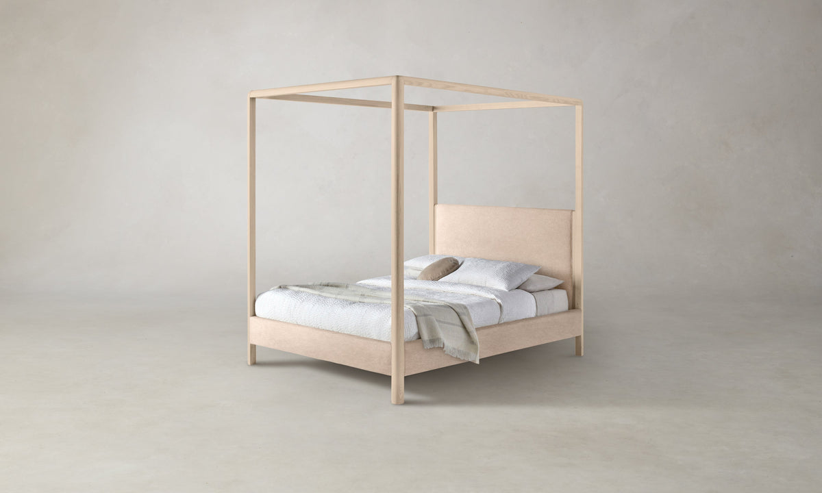 The Thompson Canopy Bed - Marled Alpaca Velvet Rosette
