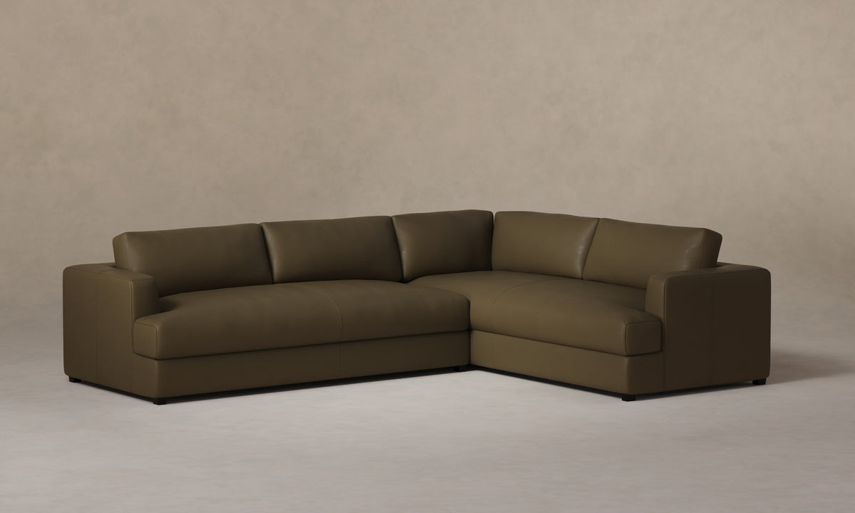 The Varick Sectional - Pebbled Leather Truffle