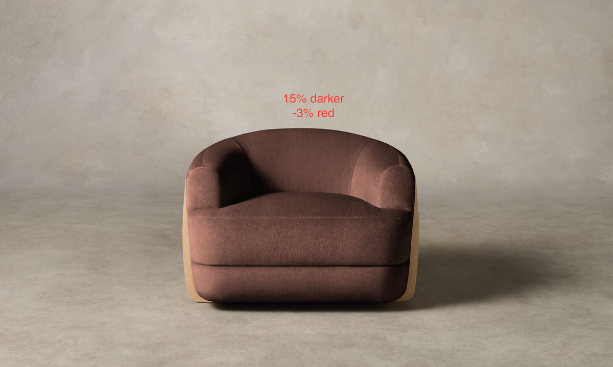 The Vera Swivel Chair - Marled Alpaca Velvet Molasses