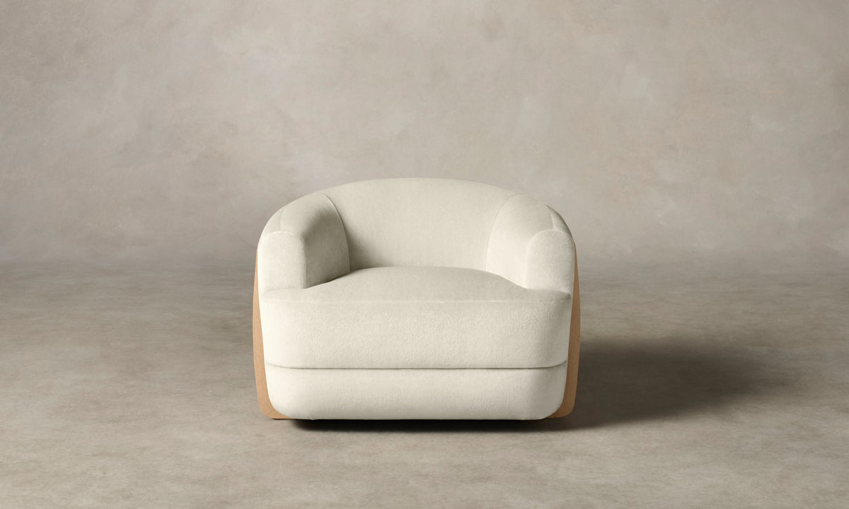 The Vera Swivel Chair - Marled Alpaca Velvet Porcelain