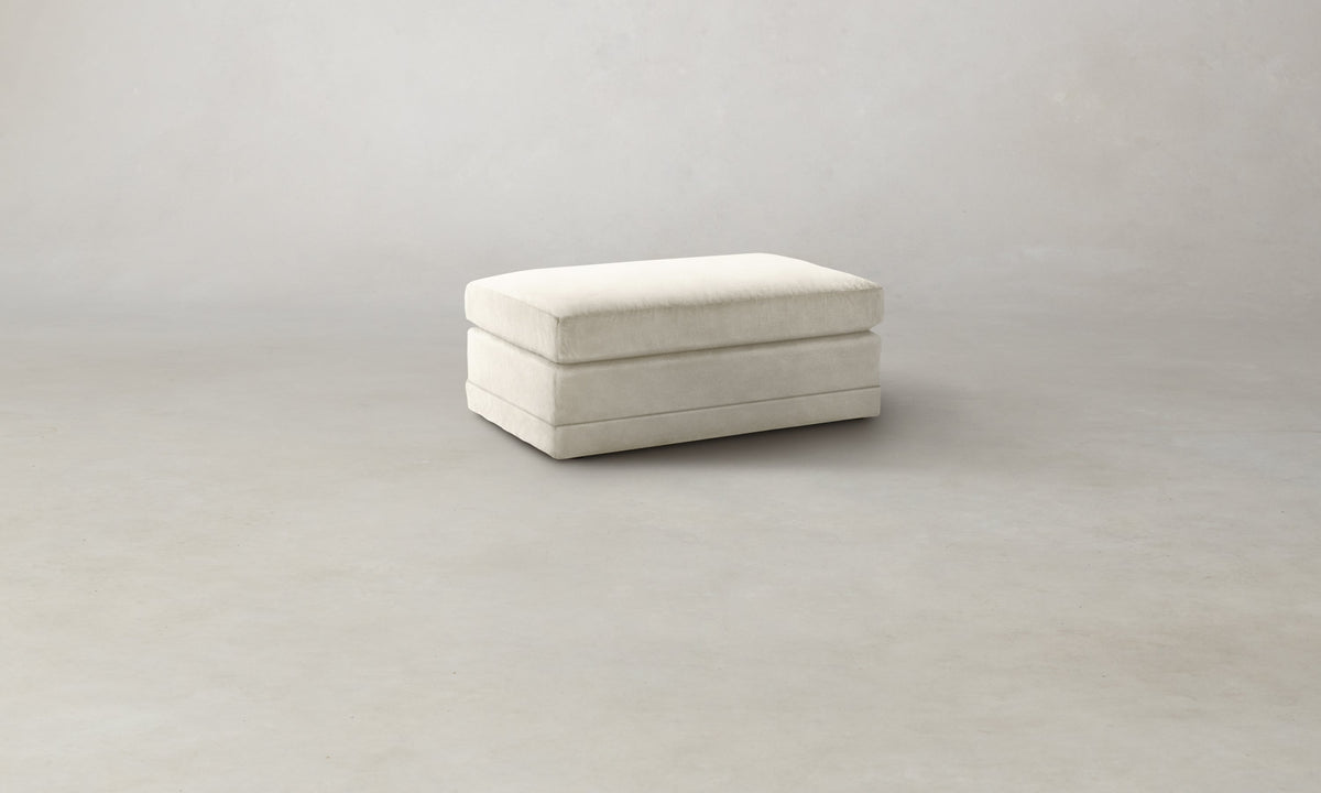 The Warren Ottoman - Marled Alpaca Velvet Porcelain
