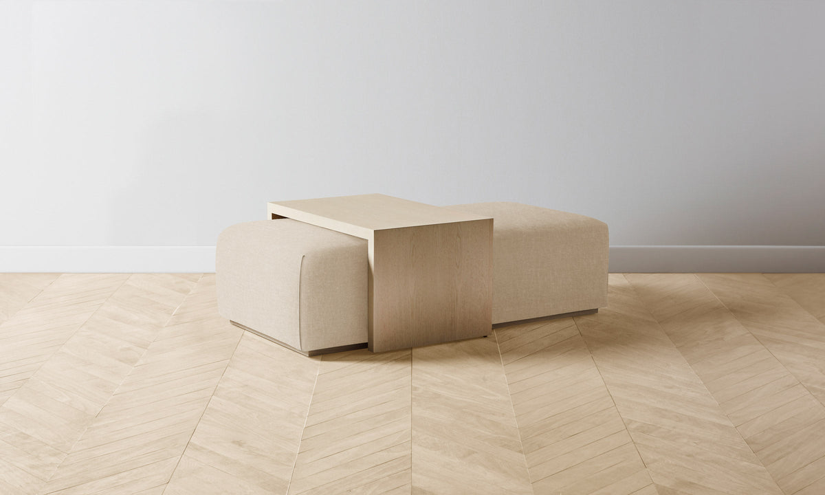 The Bowery Ottoman - Heritage Belgian Linen Husk