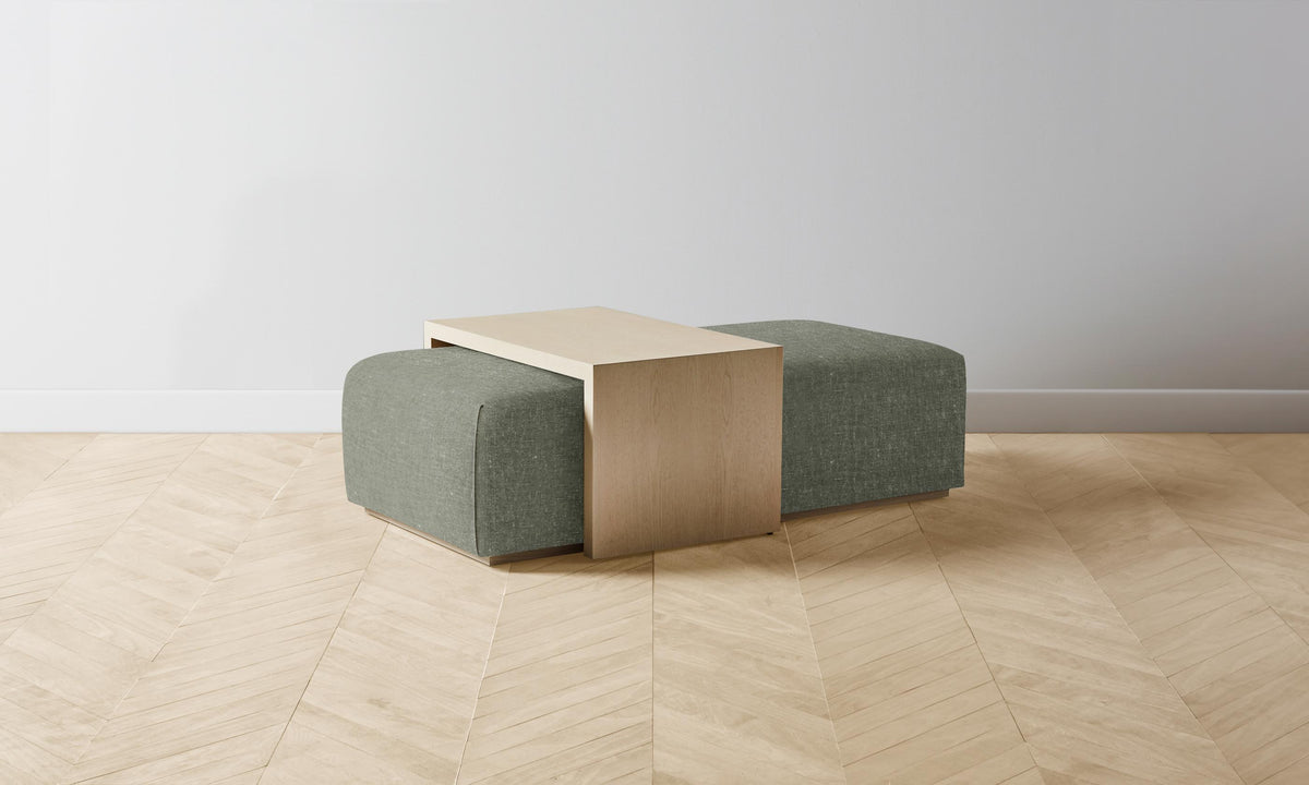 The Bowery Ottoman - Heritage Belgian Linen Thyme