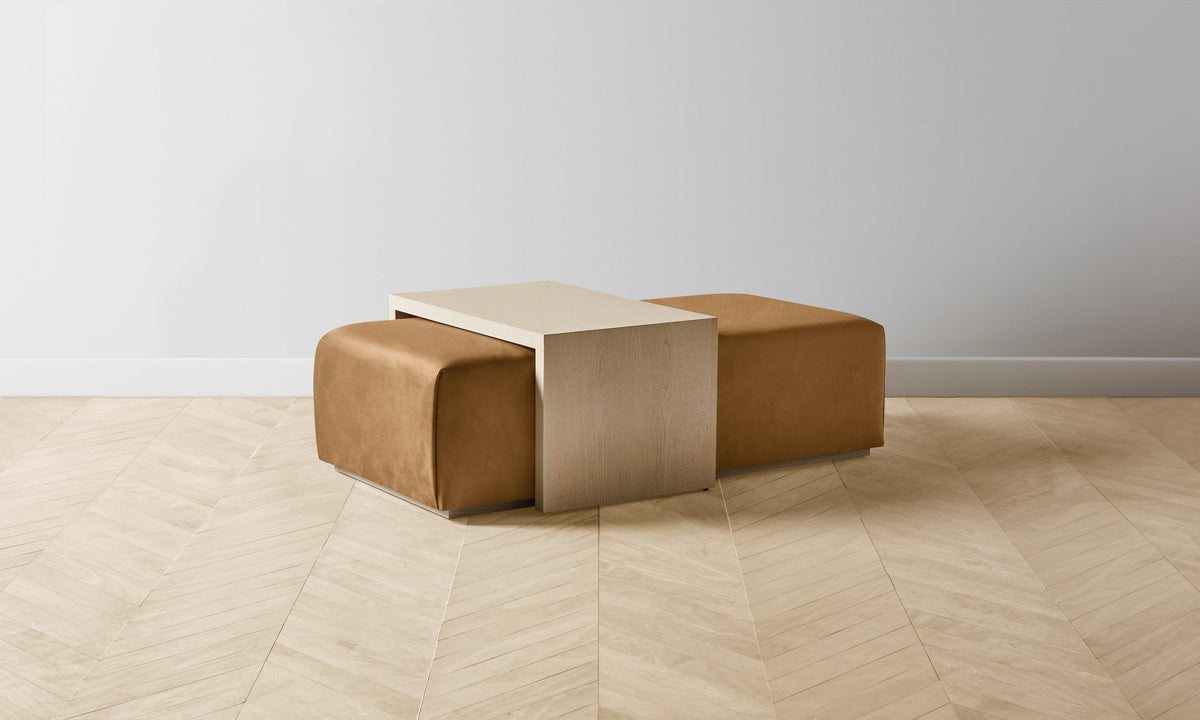 The Bowery Ottoman - Nubuck Leather Saddle