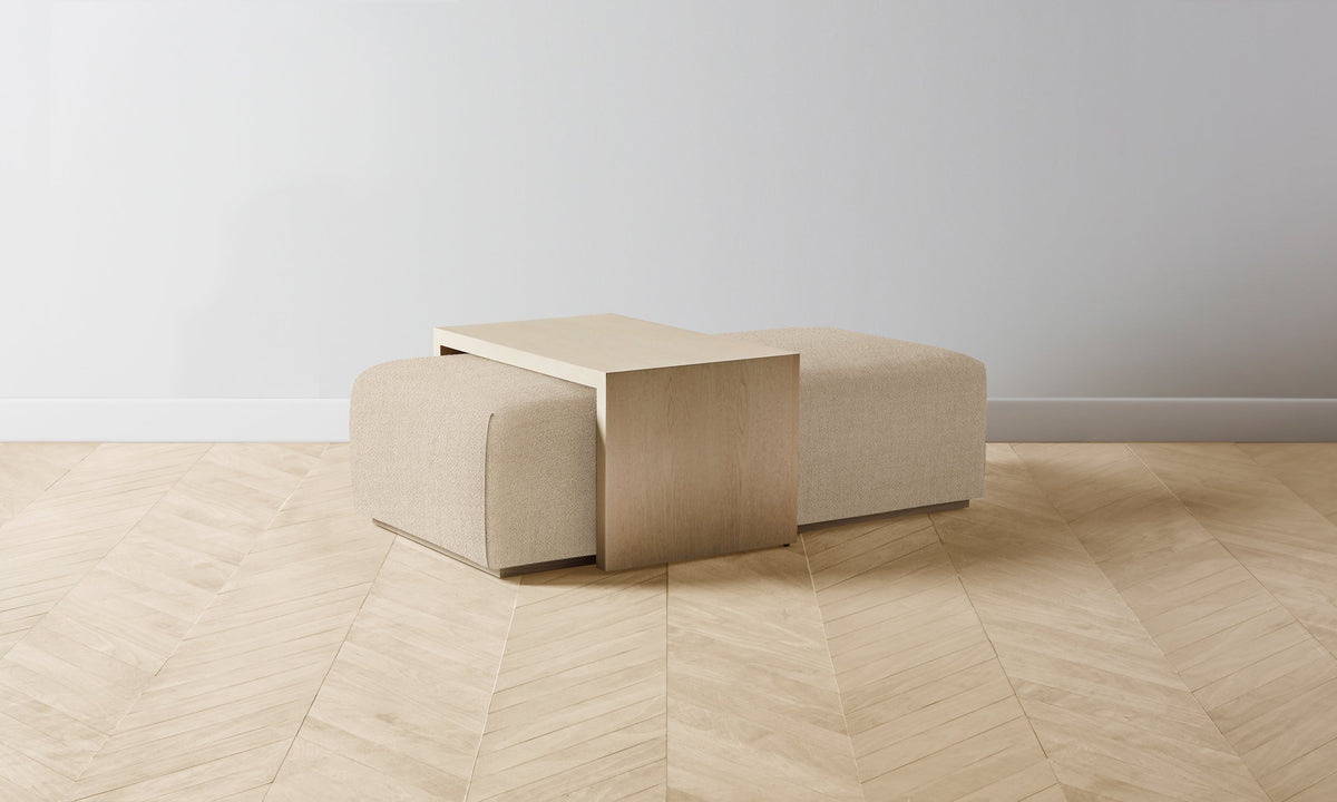 The Bowery Ottoman - Performance Textural Weave Savanna