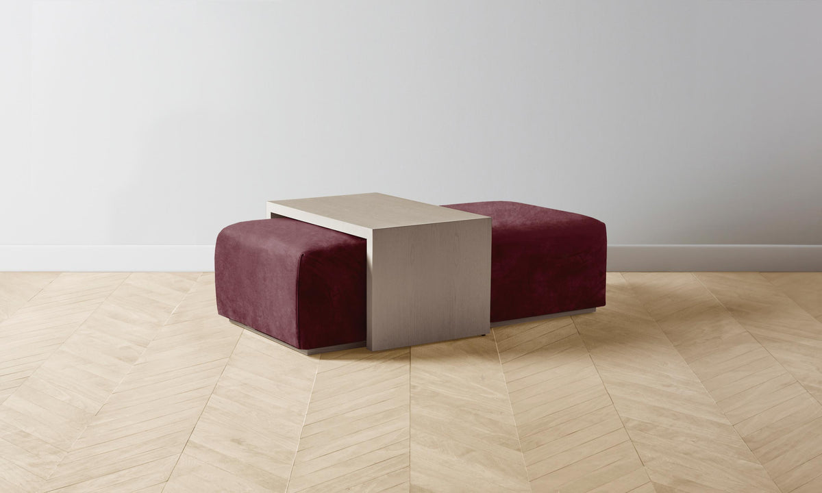 The Bowery Ottoman - Performance Velvet Merlot
