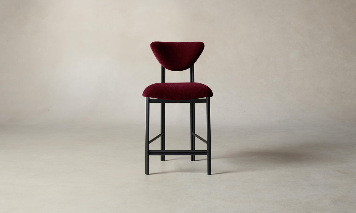 The Cooper Counter Stool - Mohair Crimson