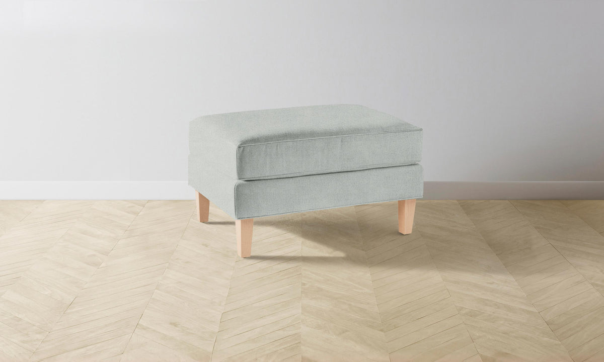 The Crosby Ottoman - Performance Mélange Weave Seaglass