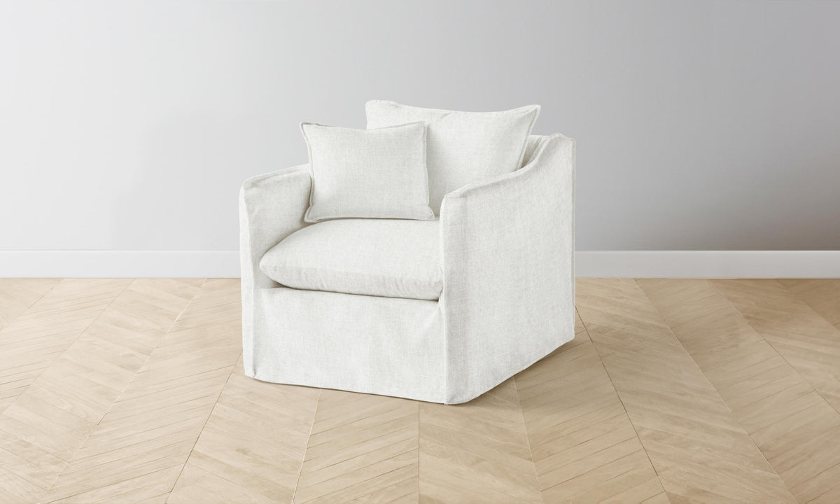 The Dune Swivel Chair - Heritage Belgian Linen Egret