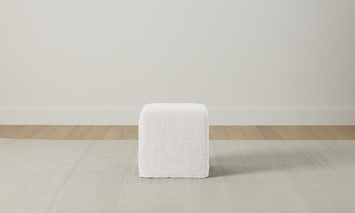 The Franklin Ottoman - Heritage Belgian Linen Egret