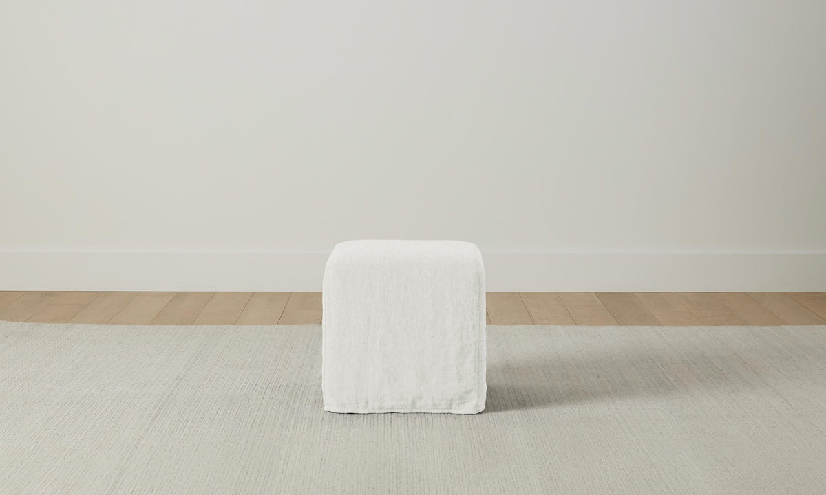 The Franklin Ottoman - Performance Linen Weave Flour