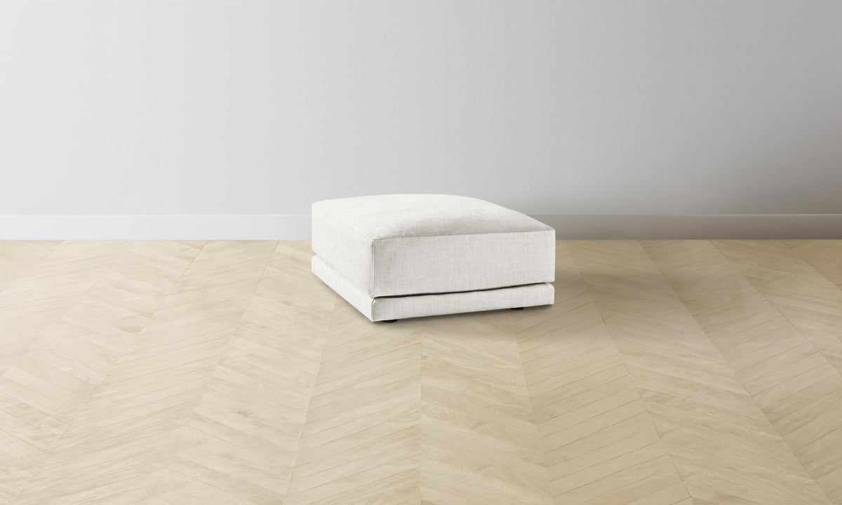 The Jones Ottoman - Heritage Belgian Linen Egret