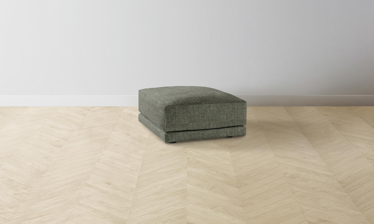 The Jones Ottoman - Heritage Belgian Linen Thyme