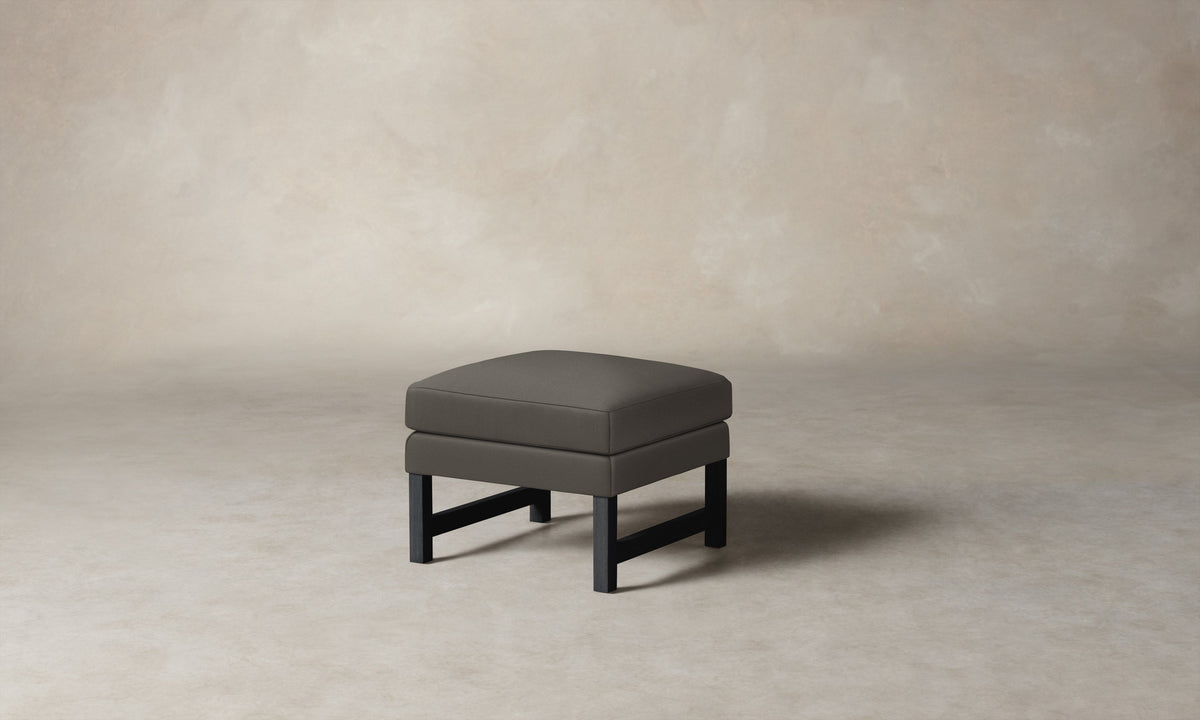 The Kaye Ottoman - Pebbled Leather Ash