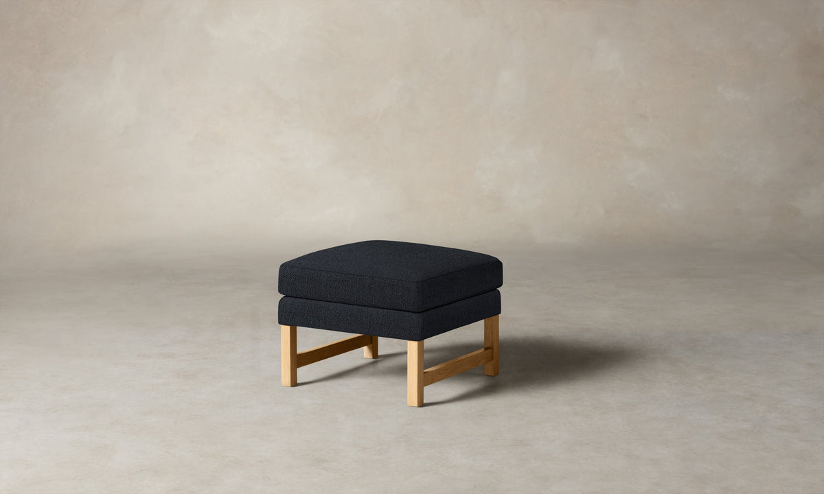 The Kaye Ottoman - Performance Textural Weave Marina