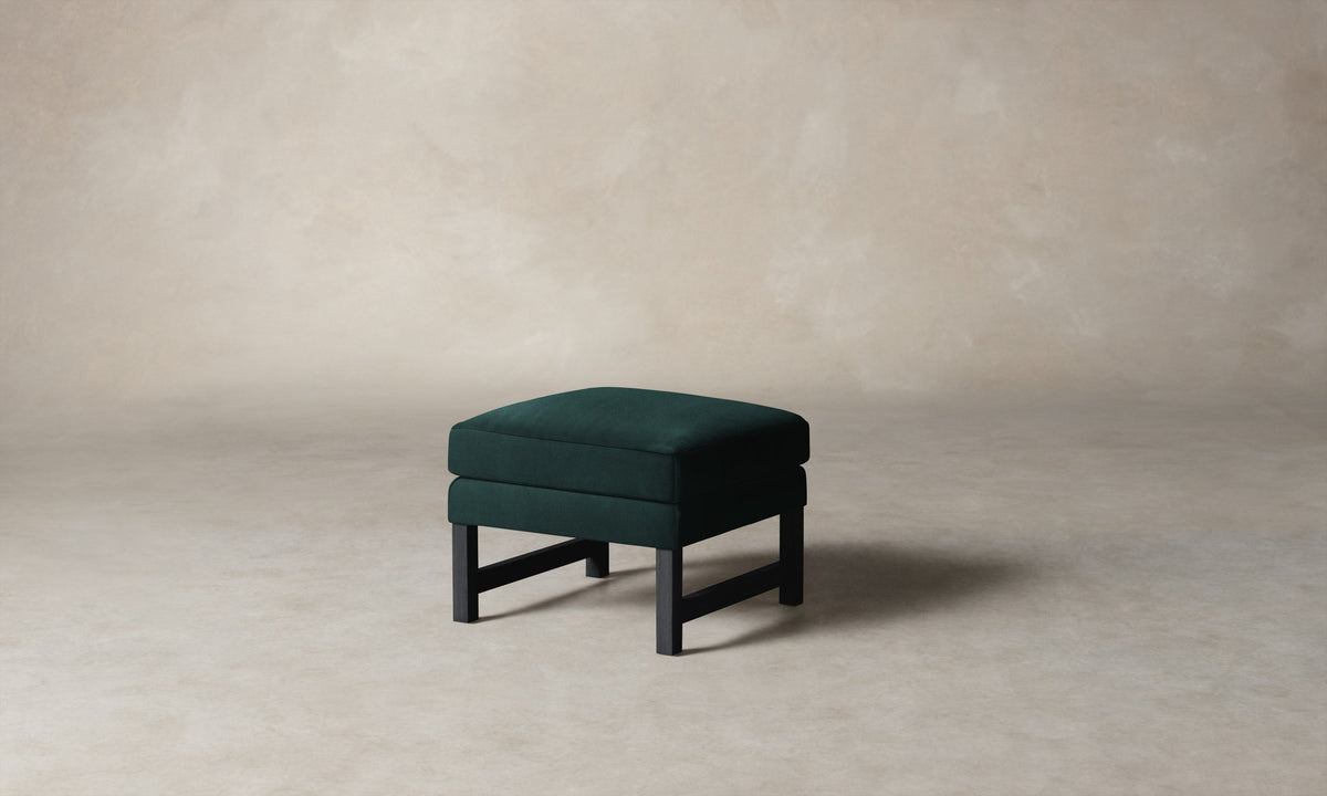 The Kaye Ottoman - Performance Velvet Emerald