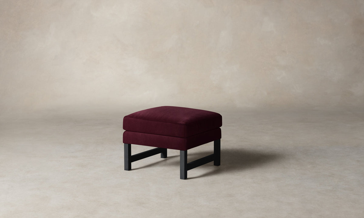 The Kaye Ottoman - Performance Velvet Merlot