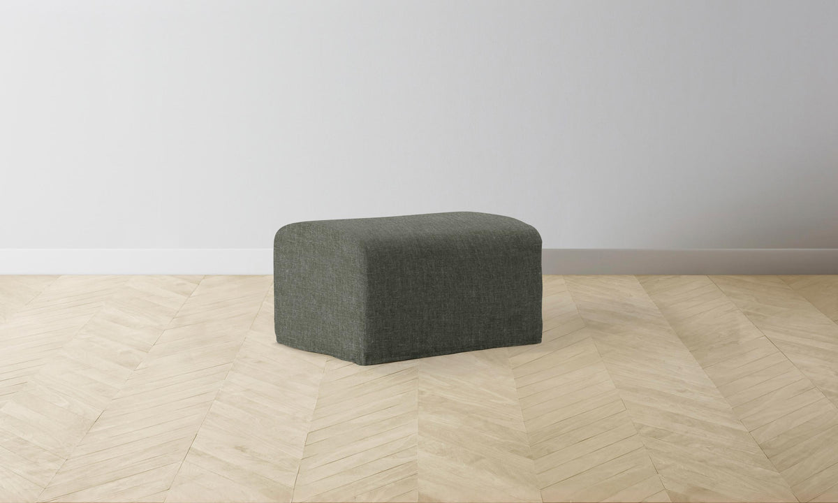 The Leonard Ottoman - Heritage Belgian Linen Thyme