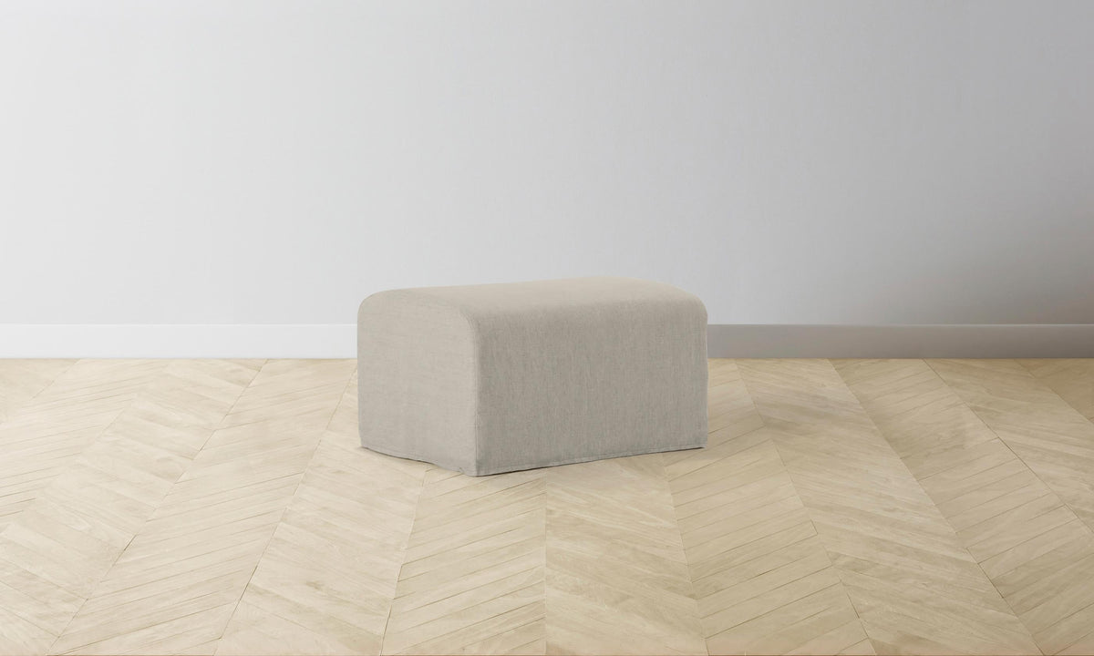 The Leonard Ottoman - Performance Linen Weave Beige