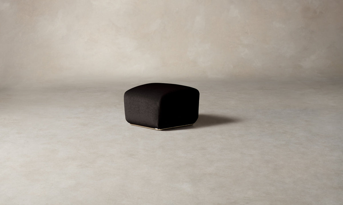 The Miles Ottoman - Deep Pile Mohair Noir