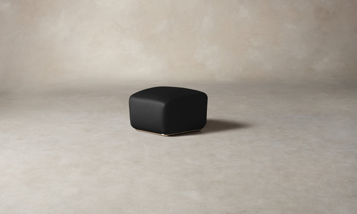 The Miles Ottoman - Pebbled Leather Ink