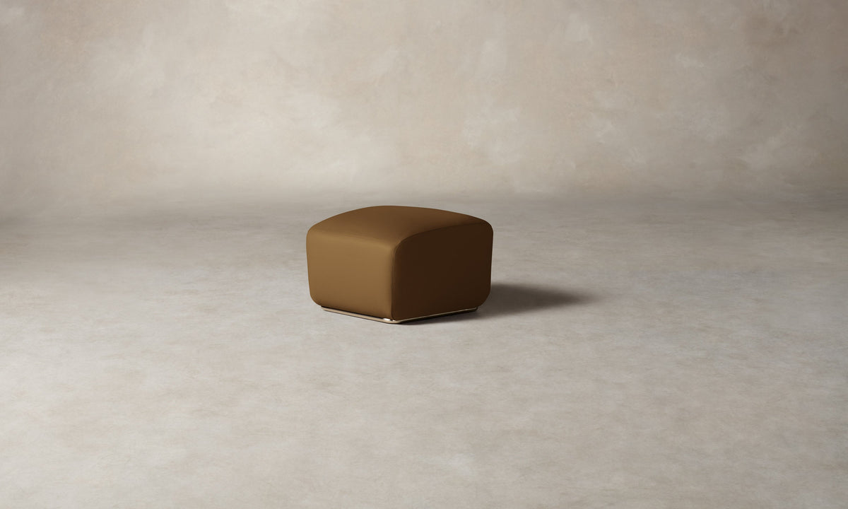 The Miles Ottoman - Pebbled Leather Latte