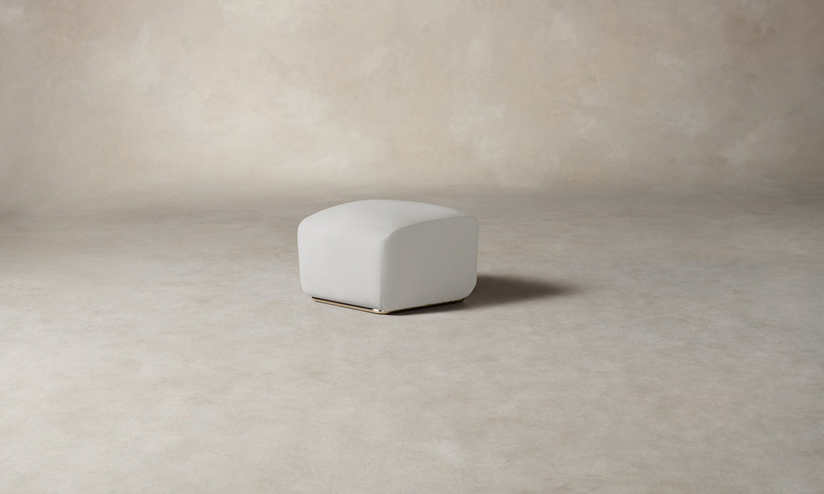 The Miles Ottoman - Performance Linen Weave Pure White