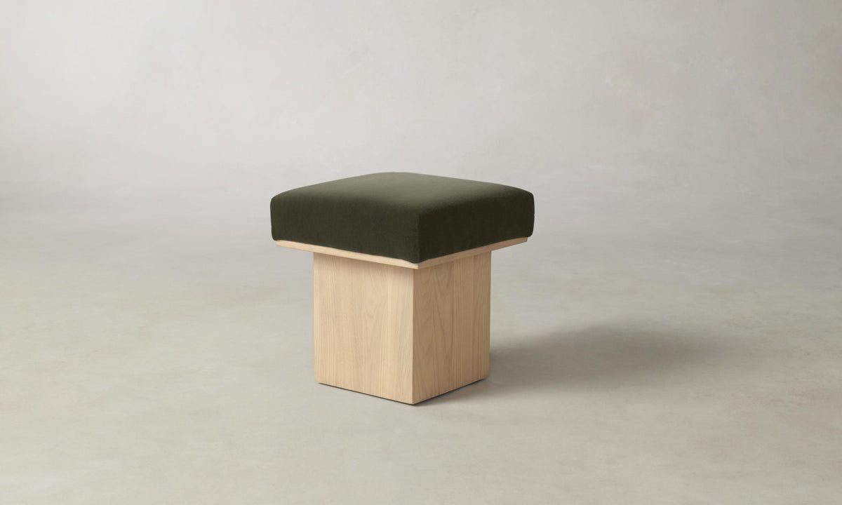 The Mulberry Ottoman - Performance Velvet Olive