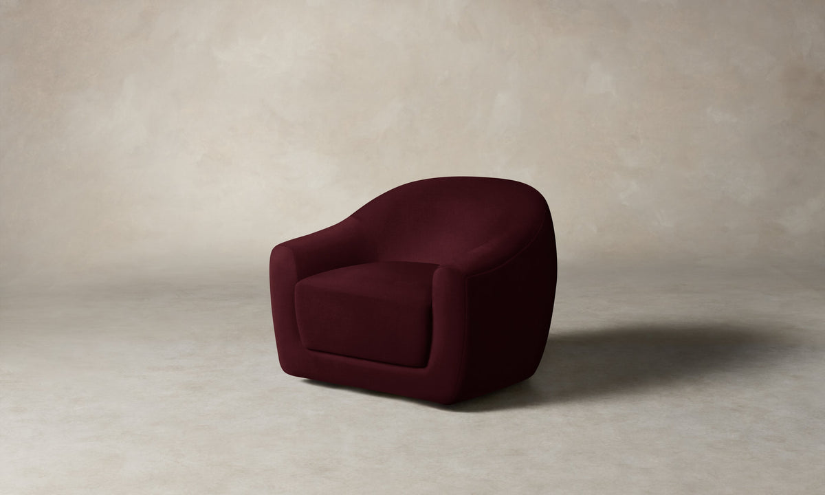 The Oliver Swivel Chair - Performance Velvet Merlot