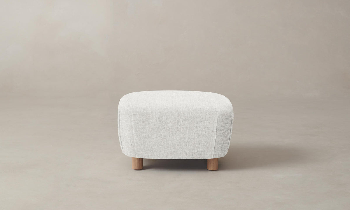 The Perry Ottoman - Heritage Belgian Linen Egret