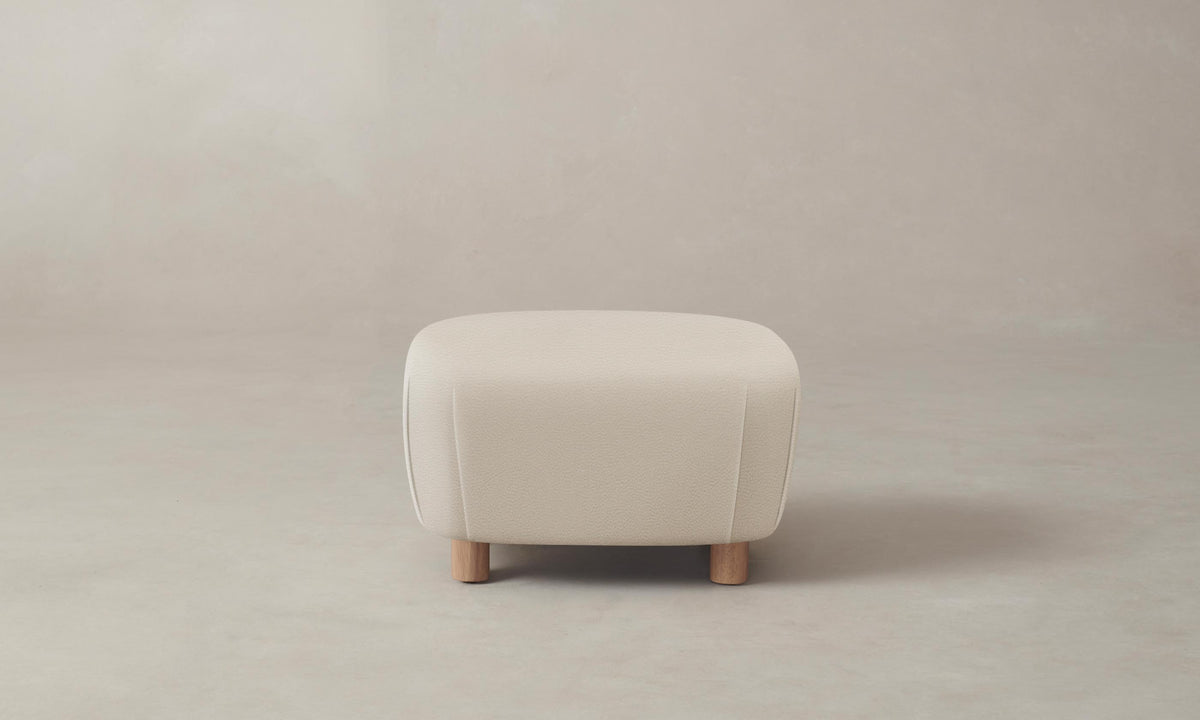 The Perry Ottoman - Pebbled Leather Stone
