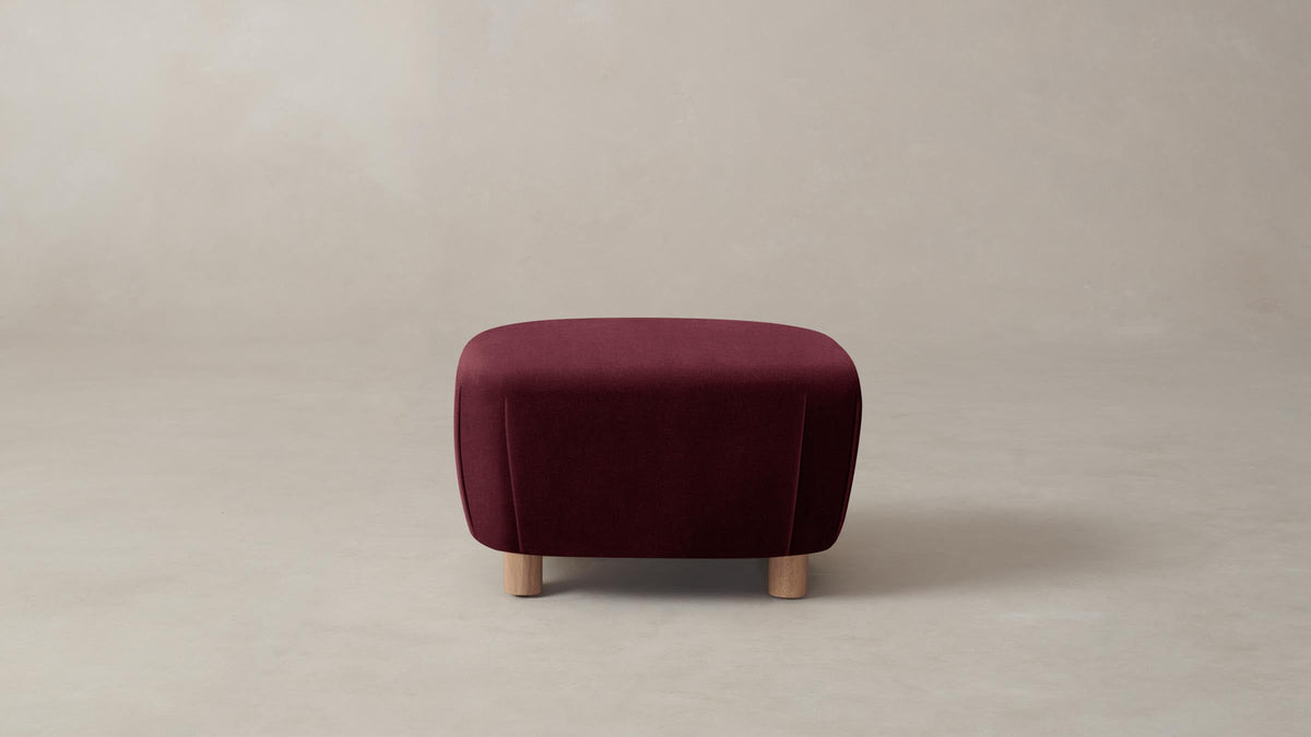 The Perry Ottoman - Performance Velvet Merlot
