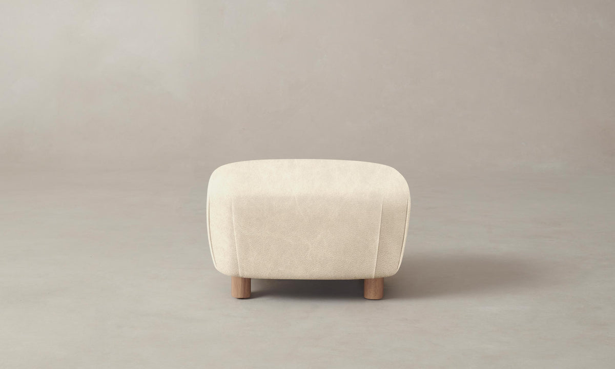 The Perry Ottoman - Tuscan Leather Bisque