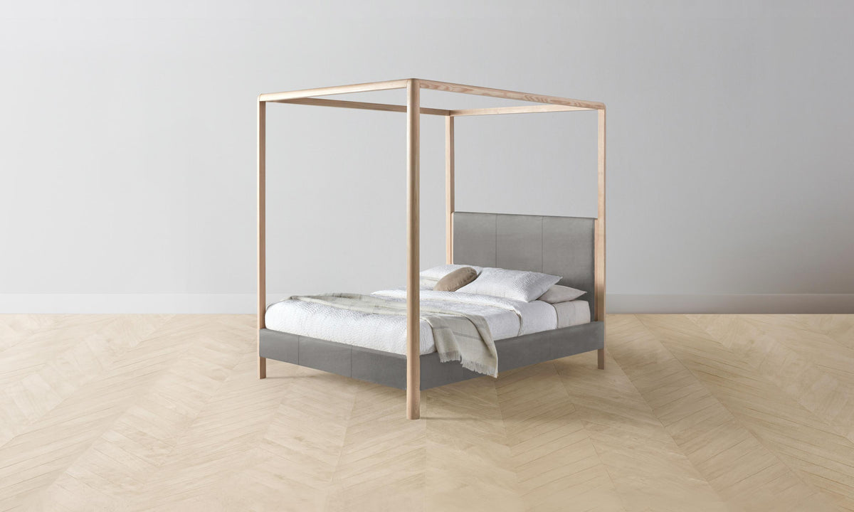The Thompson Canopy Bed - Nubuck Leather Asphalt