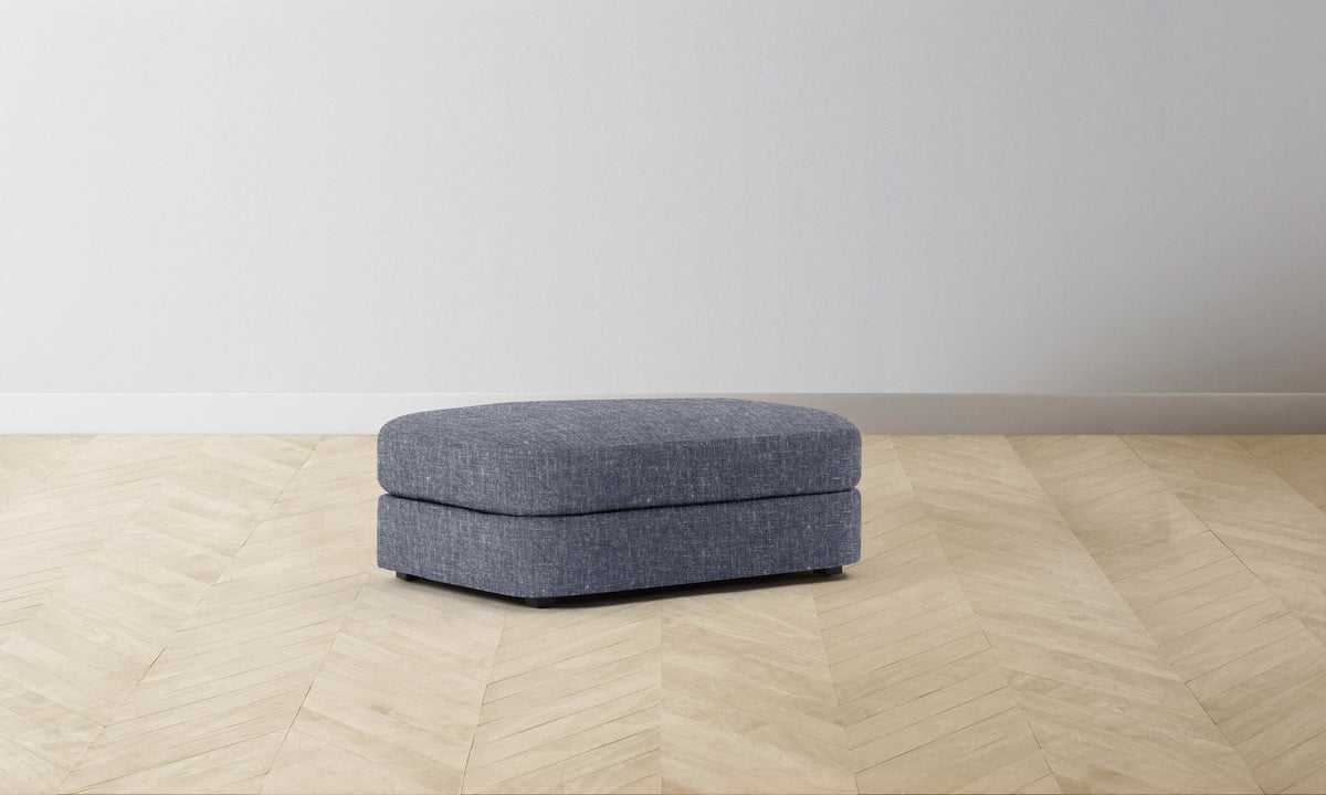The Varick Ottoman - Heritage Belgian Linen Lake