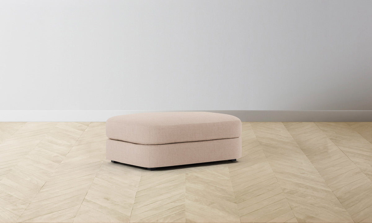The Varick Ottoman - Heritage Belgian Linen Petal